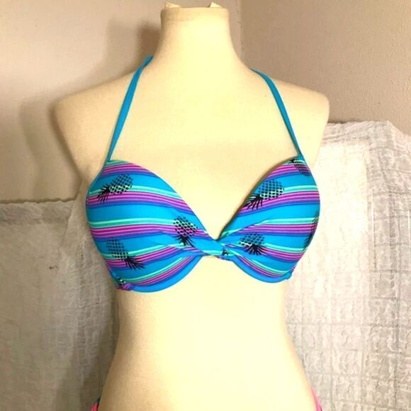 Bongo Blue Pinnaple Print Bikini Size M/L - Picture 5 of 9